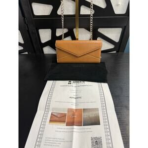 Vintage Cartier Must Tan Leather Envelope Wallet Clutch Chain Bag